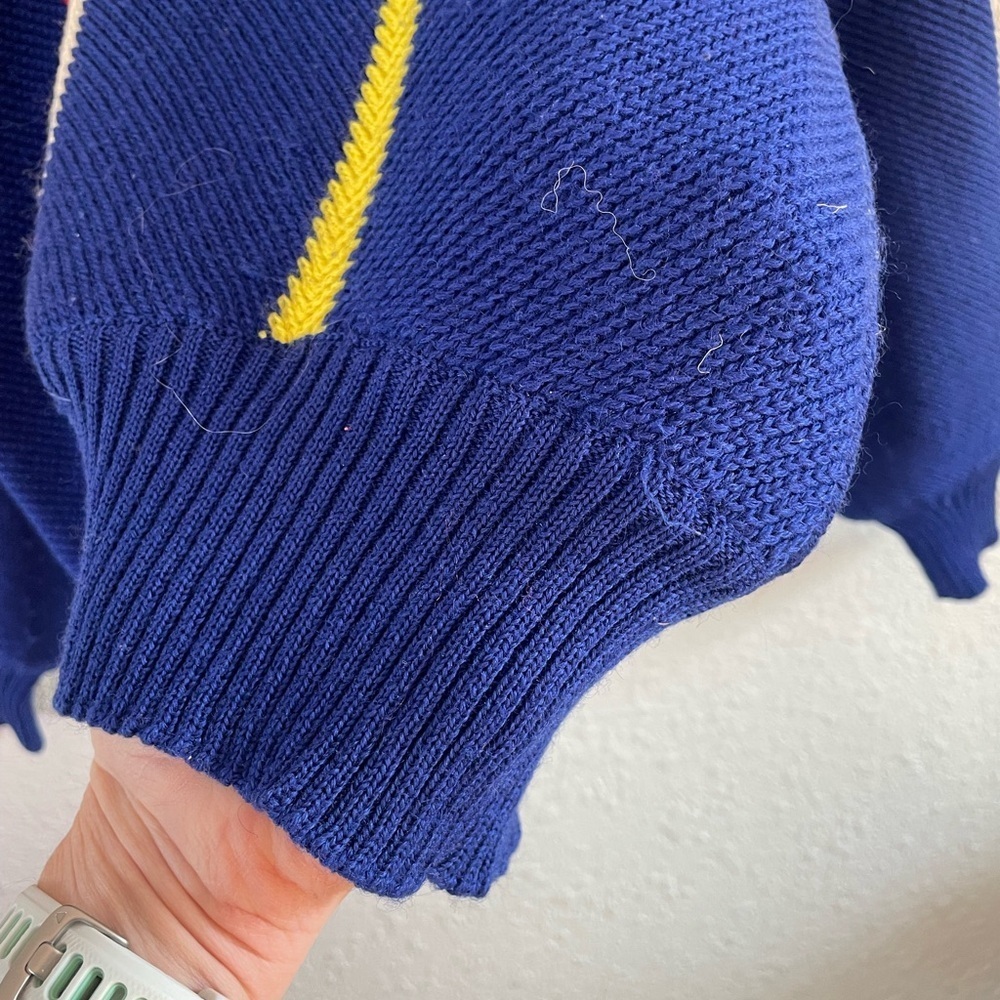 Vintage 80s Sweater with Red, Yellow & Cream Accents - Picture 11 of 15
